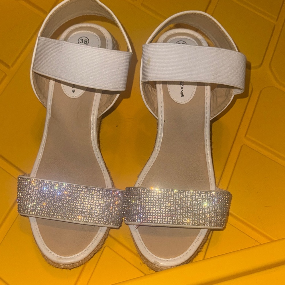 Chic White and Silver Women's Sandals